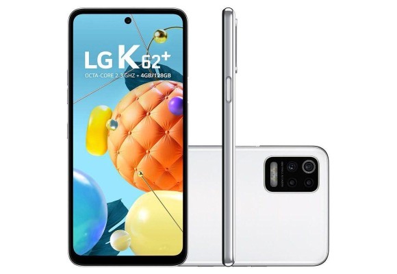 Smartphone LG K62 PLUS 128GB Tela de 6,59” Branco 4G Octa-Core 4GB RAM Câm. Quádrupla Selfie 28MP